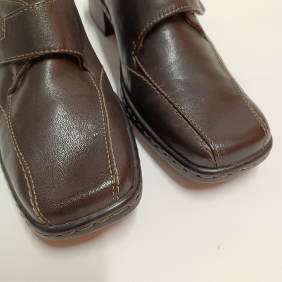 JOSEF SEIBEL Leather Monk Strap w/ Hook & Loop Square Toe Chunky Heel - Picture 7 of 13